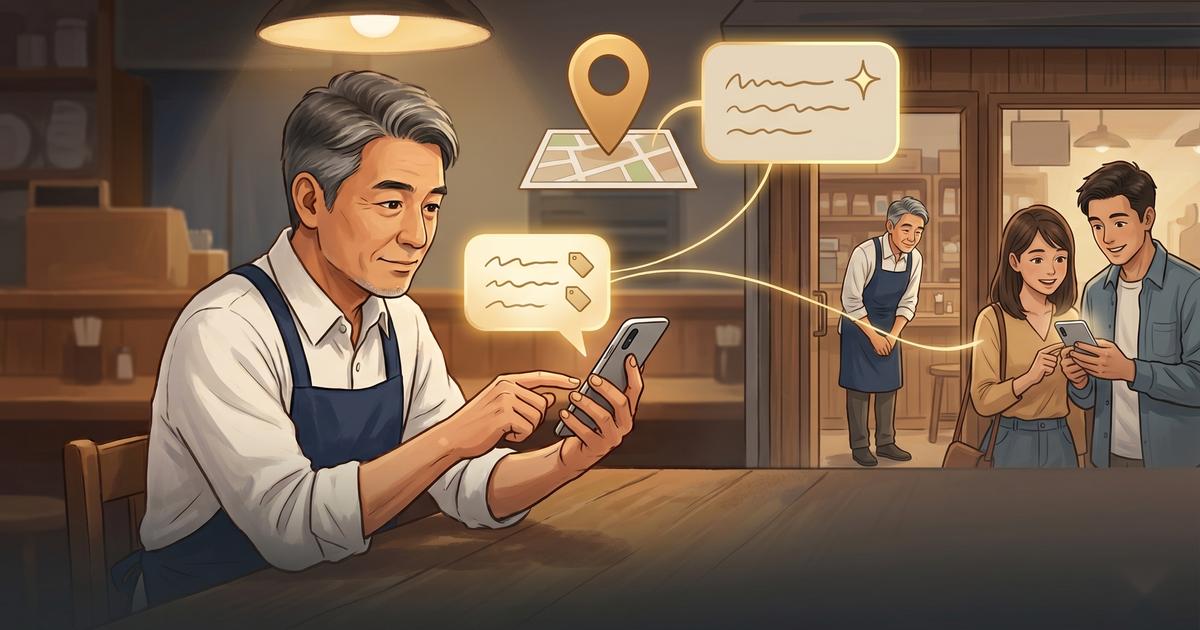 一通の返信が、未来のお客様とGoogle・AIの両方に届く流れを示す図解